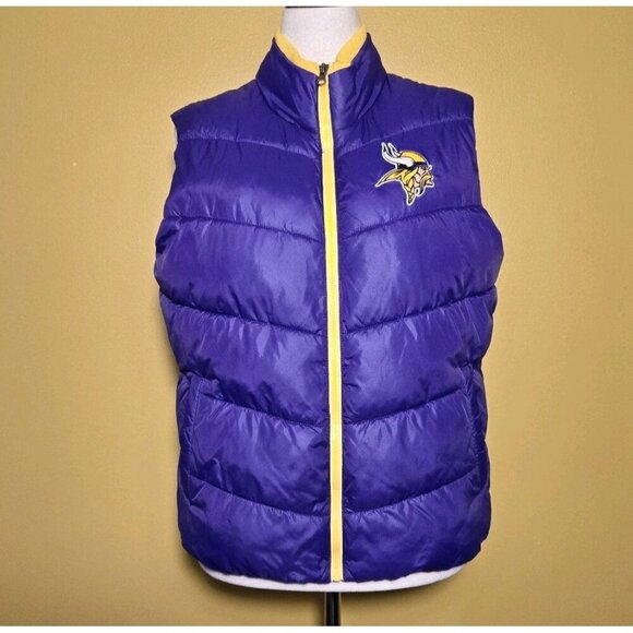 Minnesota Vikings NFL Womens G-III Vest XL Purple Gold Full Zip Logo Team App - Picture 1 of 13